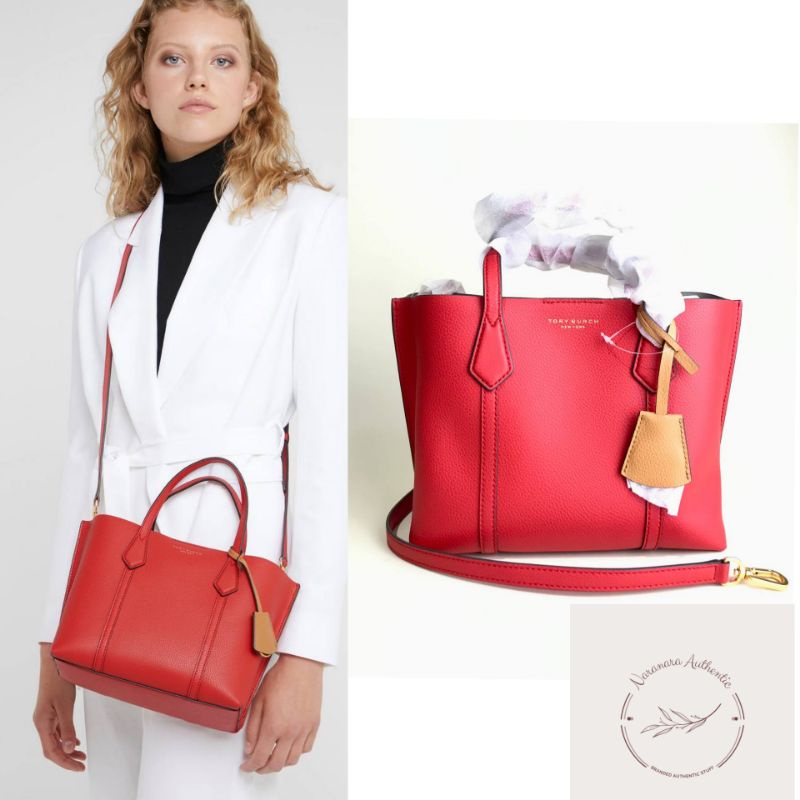 TB Perry Small Triple Compartment Tote Brilliant Red