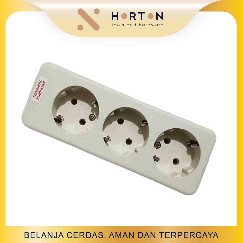Uticon Stop Kontak / Terminal Kuningan / Colokan 3 Lubang