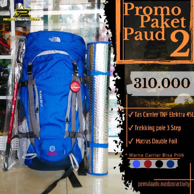 Promo paket Carrier TNF 45l . Paket Carrier TNF Elektra 45l