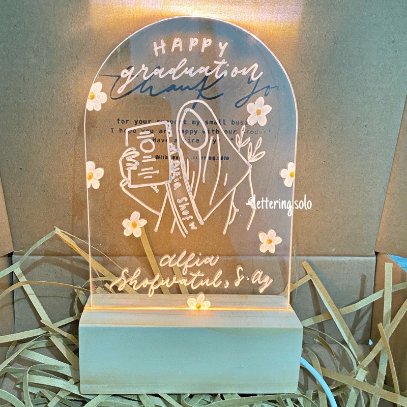 GIFT BOX ACRYLIC LETTERING LED KADO ULANG TAHUN, KADO WISUDA, KADO WEDDING