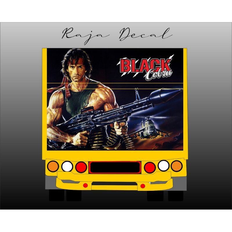 Terbaru Decal/Printing Seticker Pintu bak truck Belakang truk Canter Ragasa Isuzu. motif Rambo