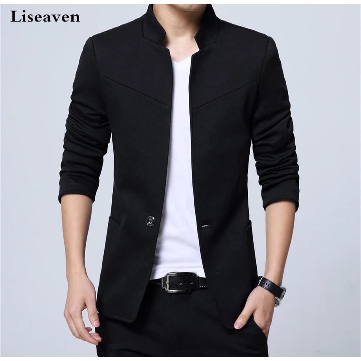 jas Blazer Pria Jaket Kerah Berdiri Pria Blazer Pria Slim Fit Blazer Pria
