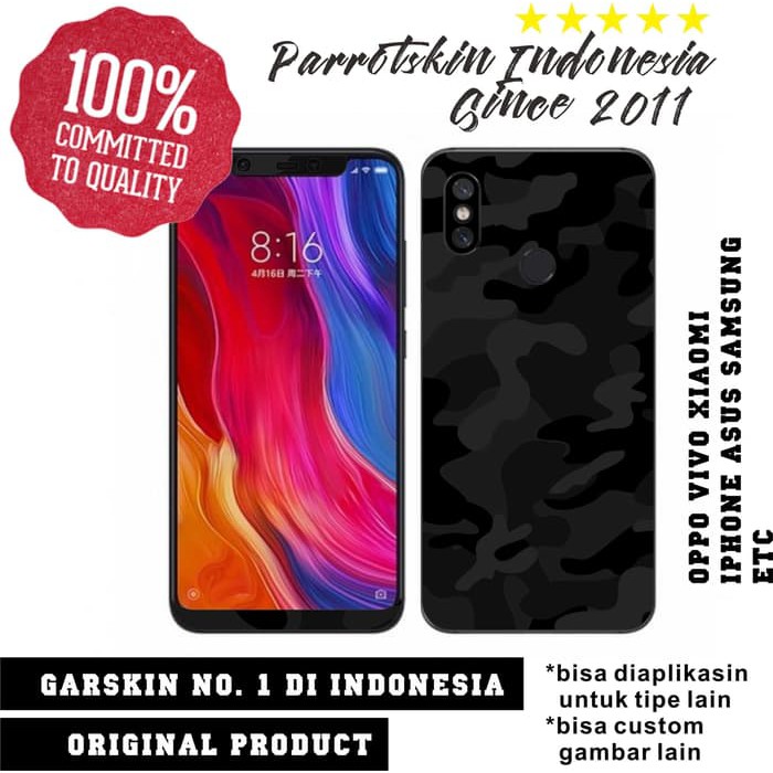 Garskin Skin Xiaomi MI 8 Black camo Army style