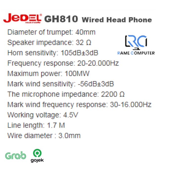 HEADPHONE JEDEL GH810 HEADSET MICROPHONE