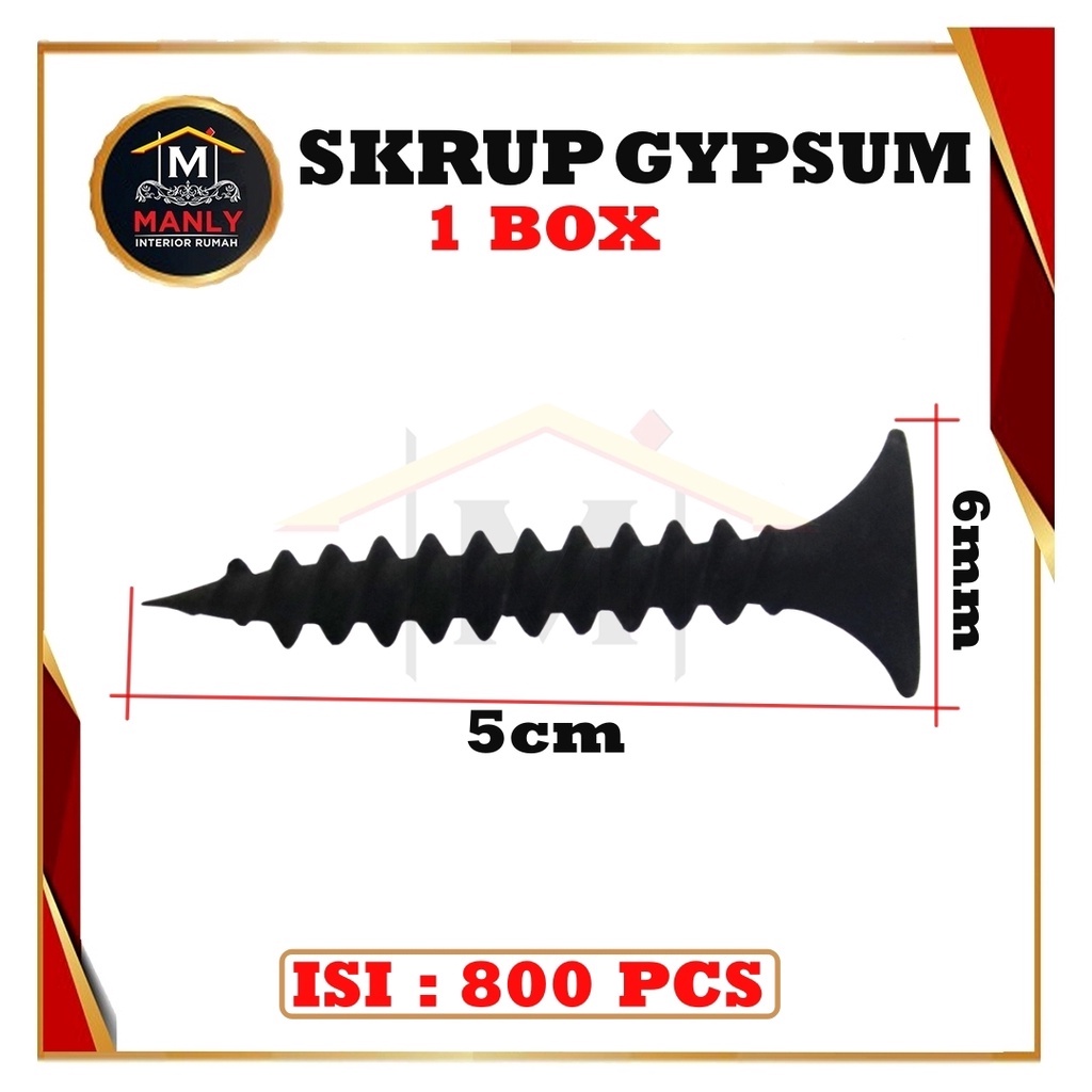 Sekrup GYPSUM HARDEN kayu sekrup Triplek 6 x 2  (5 cm) isi 800 pcs