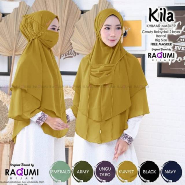 Jilbab Instan jumbo Kila Khimar Masker Hijab ori by Raqumi