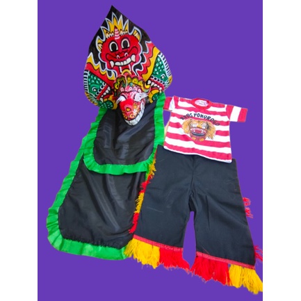 (1paket) Paket stelan baju reog + barongan besar kain panjang | set baju reog dan caplokan