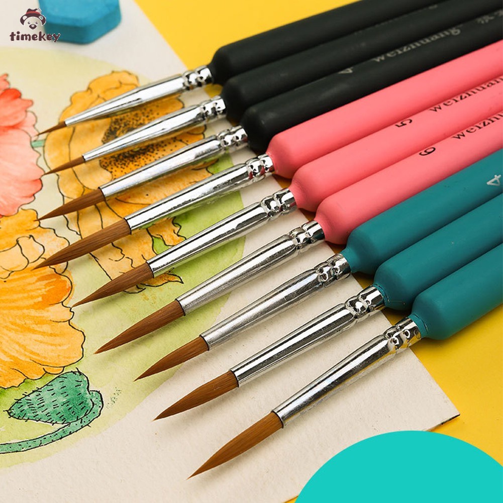 【TK】 4pcs/set Hook Line Pen Stationery Watercolor And Oil Painting Wolf Hair Pens Detail Art Painting Tools