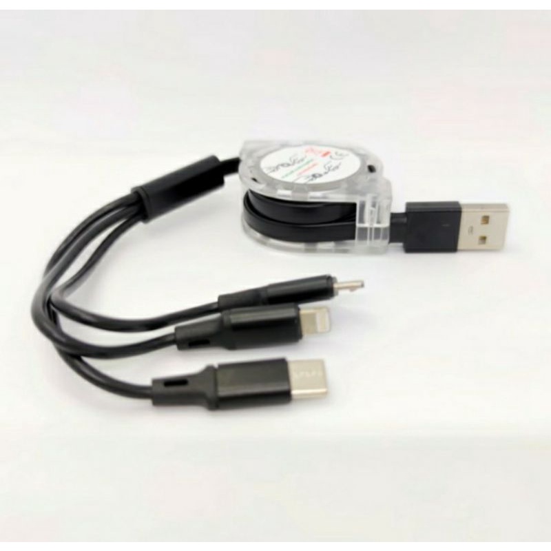 SKU-1269 KABEL CHARGING 3IN1 USB TO MICRO LIGHTNING TYPE C MODEL TARIK