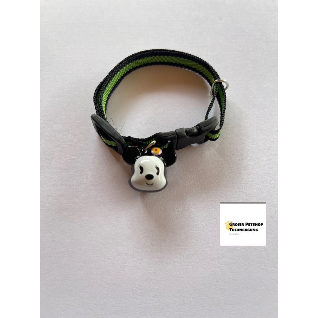 Kalung Kucing Stripe Lonceng Karakter 16mm Bahan Tebal Halus