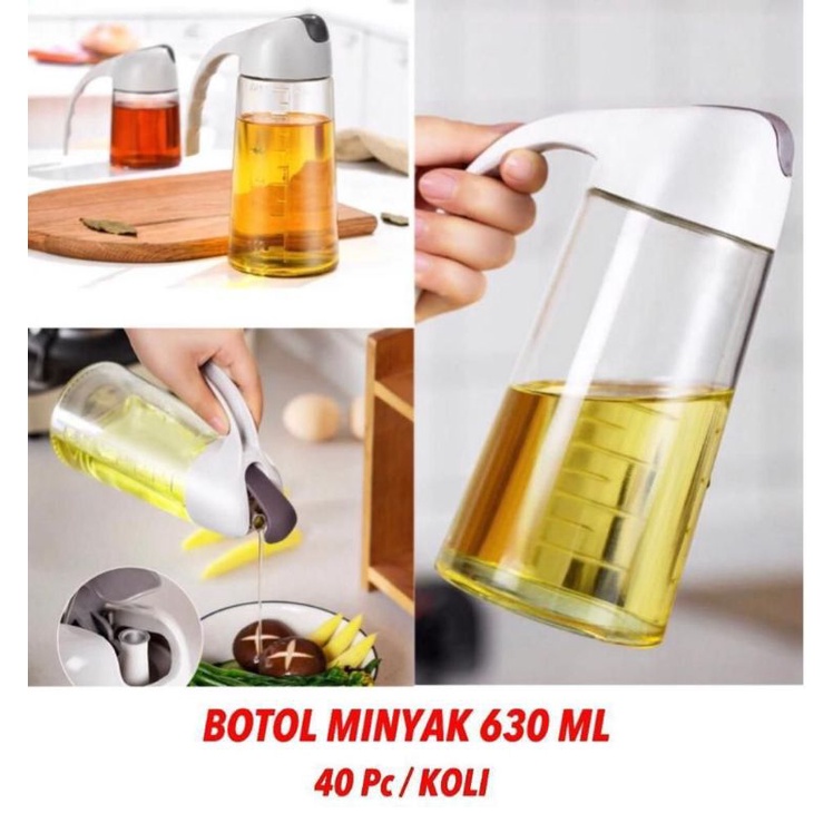 BOTOL MINYAK 630 ML DENGAN KACA TEBAL TUTUP OTOMATIS