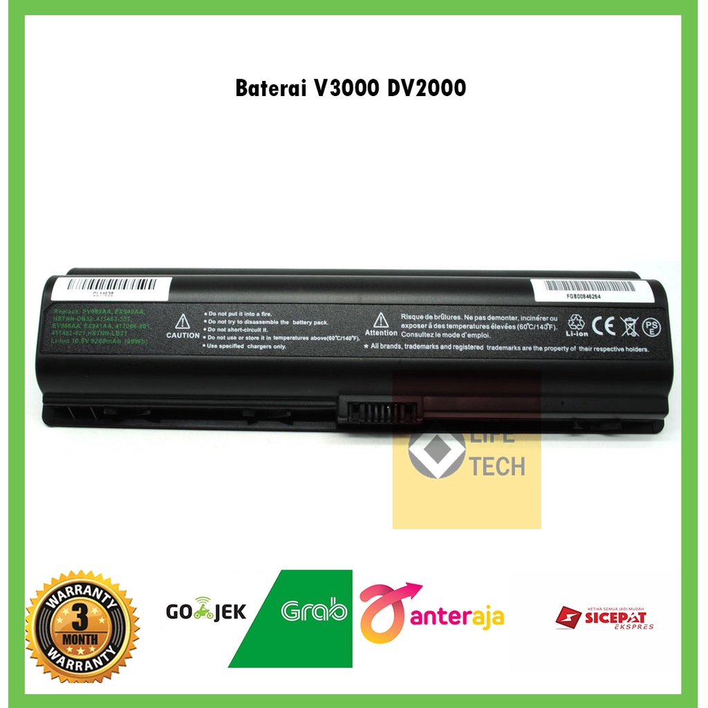 Baterai Batrai Battery HP COMPAQ PRESARIO DV2000 V3000 V3100 V3600 V3700 V6000 V6100