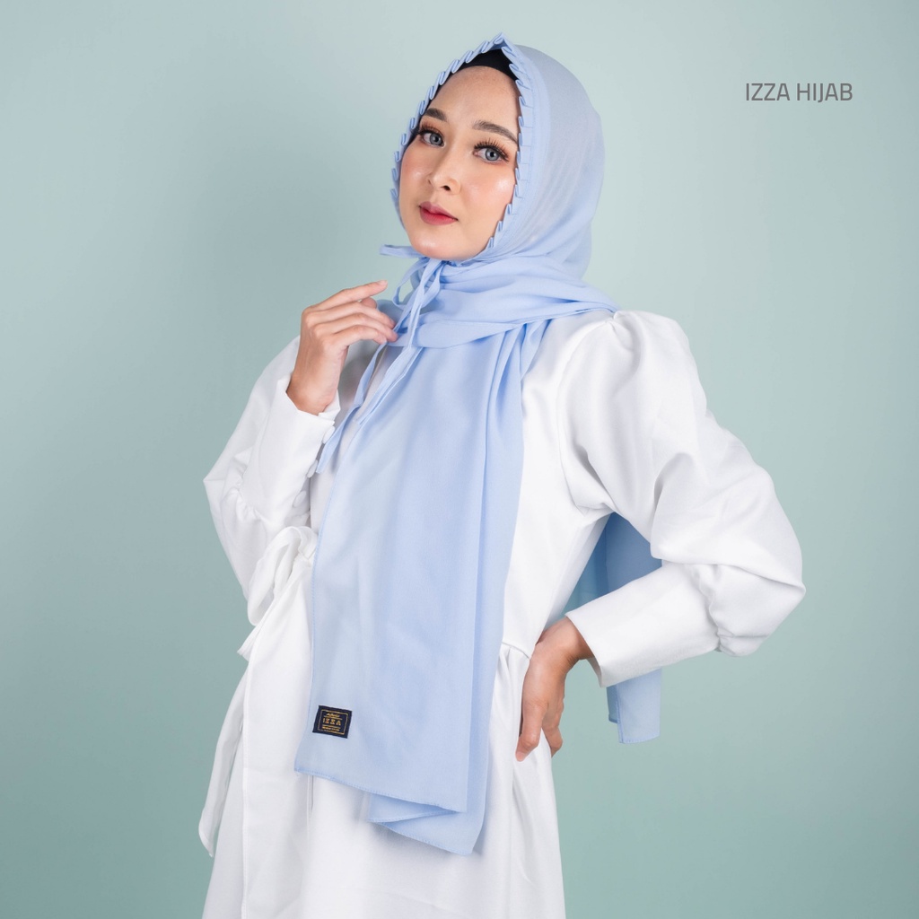 (1KG=11pcs) Pashmina Tali Lipit KCB Premium Jahit Tepi Diamond Hijab Instan Original-biru muda