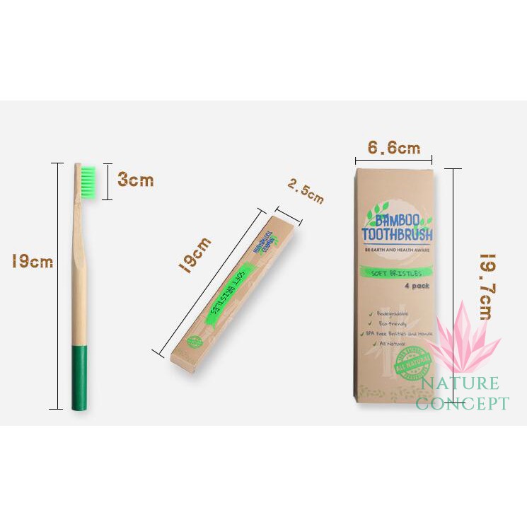 Bamboo Toothbrush Sikat Gigi Bambu - per SET isi 4 pcs