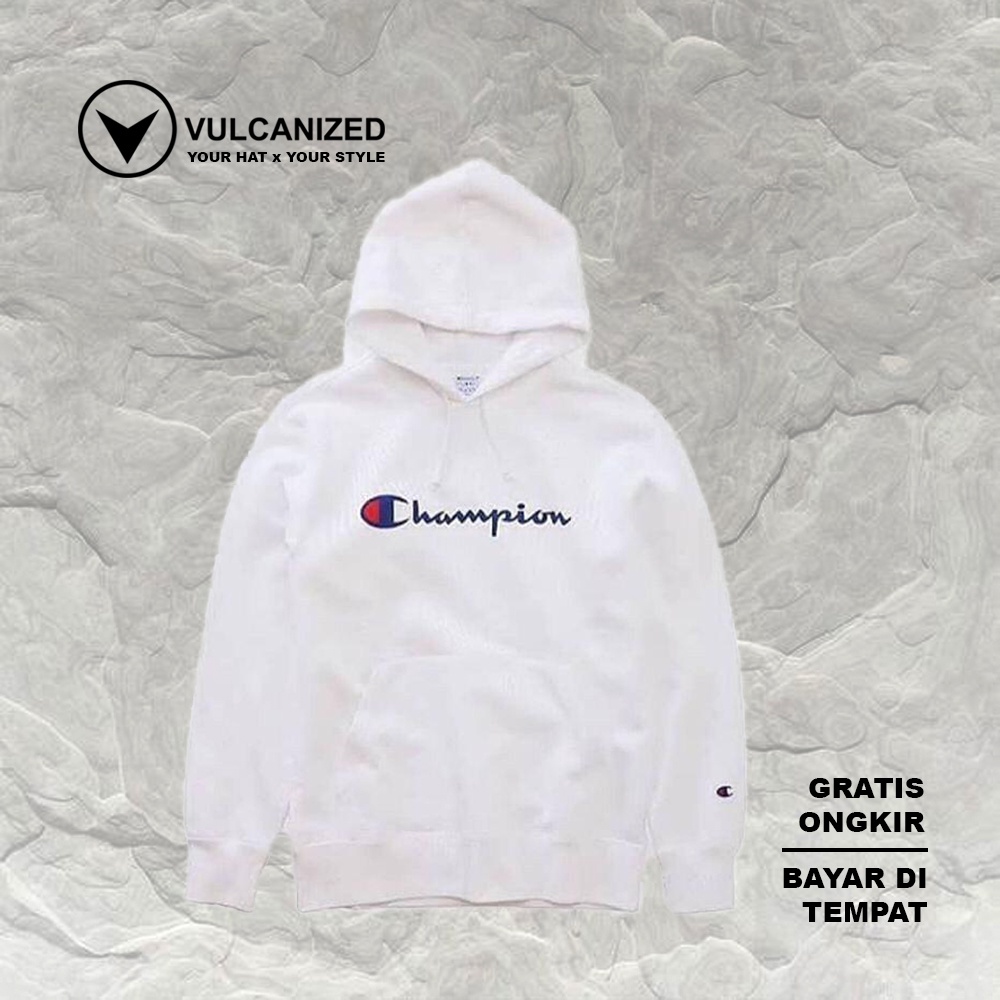 100% ORIGINAL CMT HOODIE CHAMPION SCRIPT WHITE