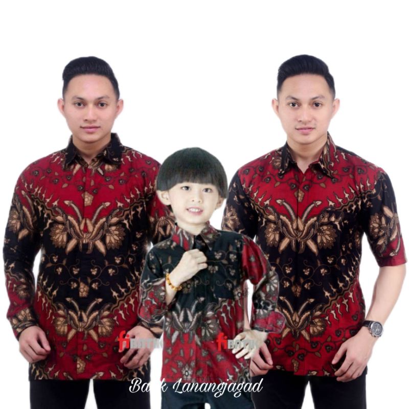 Batik Lanangjagad Couple Baju Kemeja Hem Batik Couple Ayah dan Anak Laki laki Cowok Premium Terbaru Terlaris Lengan Panjang Pendek Motif KerisMrh