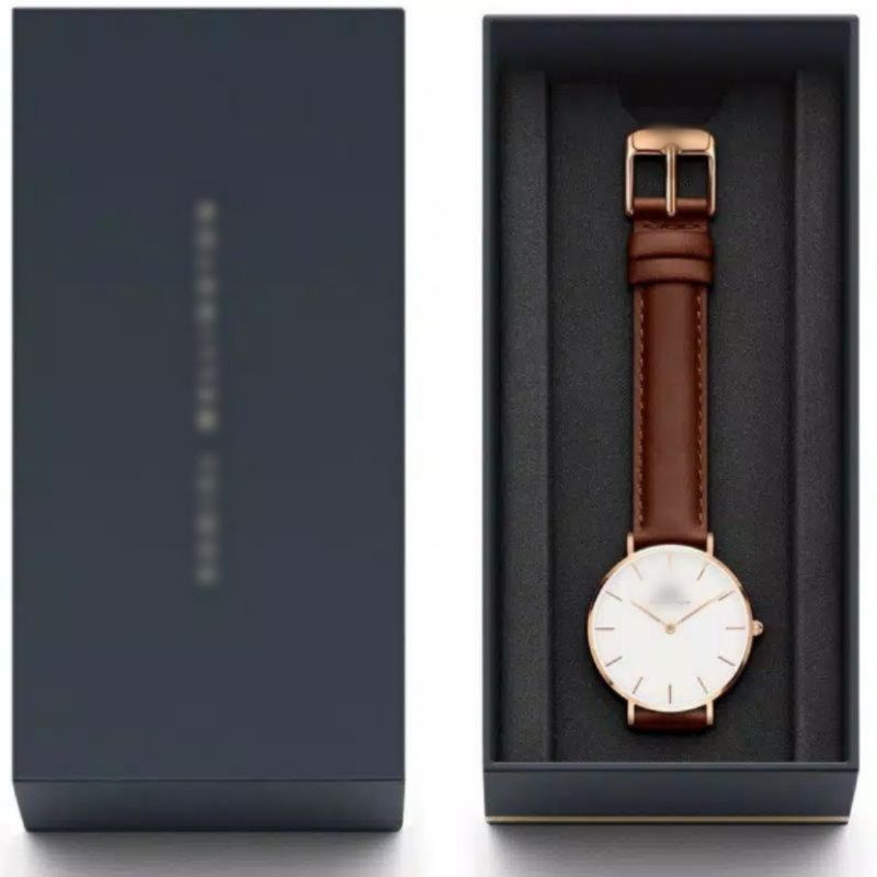 JAM TANGAN PRIA WD KULIT PREMIUM KUALITI FREE BOX DAN PAPERBAGS DIAMETER 4.2CM||JAMTANGAN FASHION PRIA-C.tua rose putih