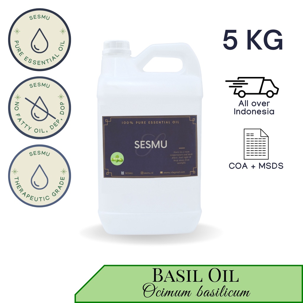 5 KG / 5 L / 5000 ML BASIL 100% PURE ESSENTIAL OIL / MINYAK ATSIRI