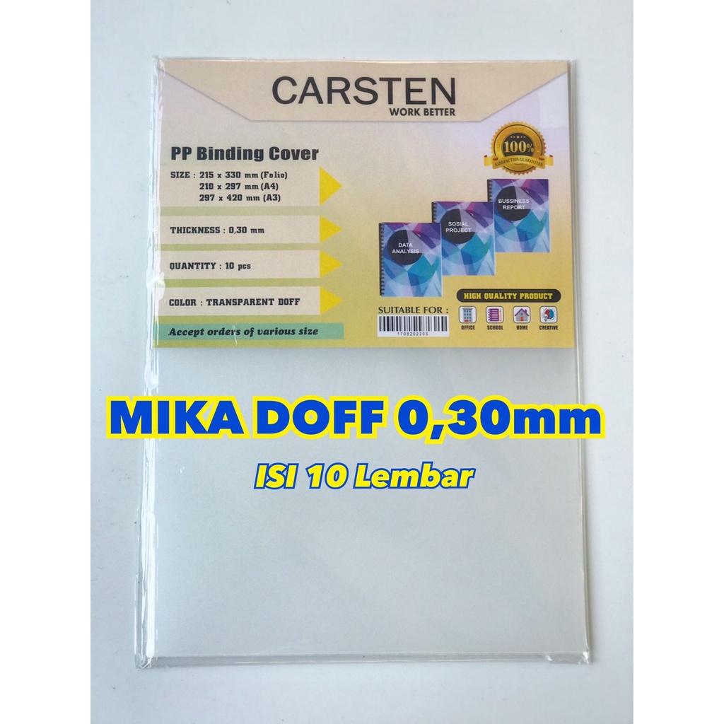 

Cover mika jilid Doff 0.30mm isi 10 lembar Folio