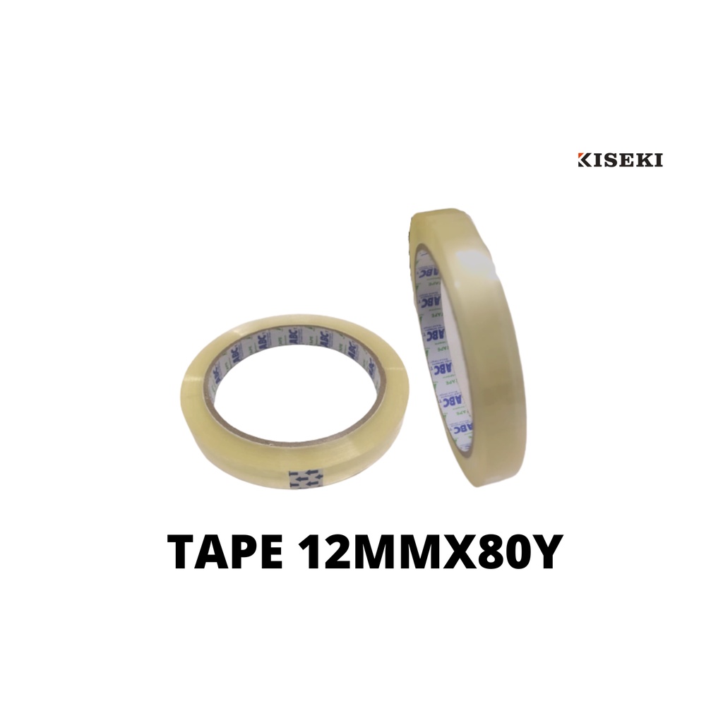 

Kiseki Tape Abc Lakban Kecil 12MM x 80 Yard 1Roll Lakban Bening