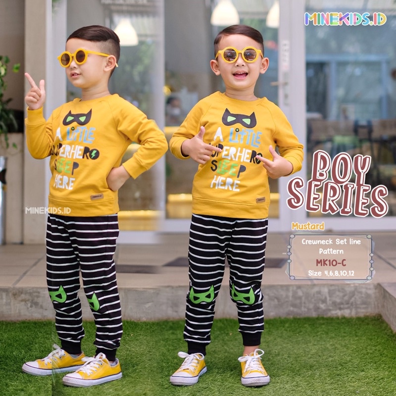 Setelan Pajamas Piyama Line Pattern Minekids