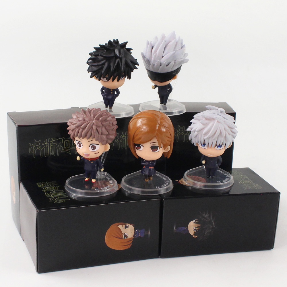 5pcs / Lot Mainan Action Figures Jujutsu Kaisen Manga Itadori Yuji Gojo Satoru Q Version Bahan PVC