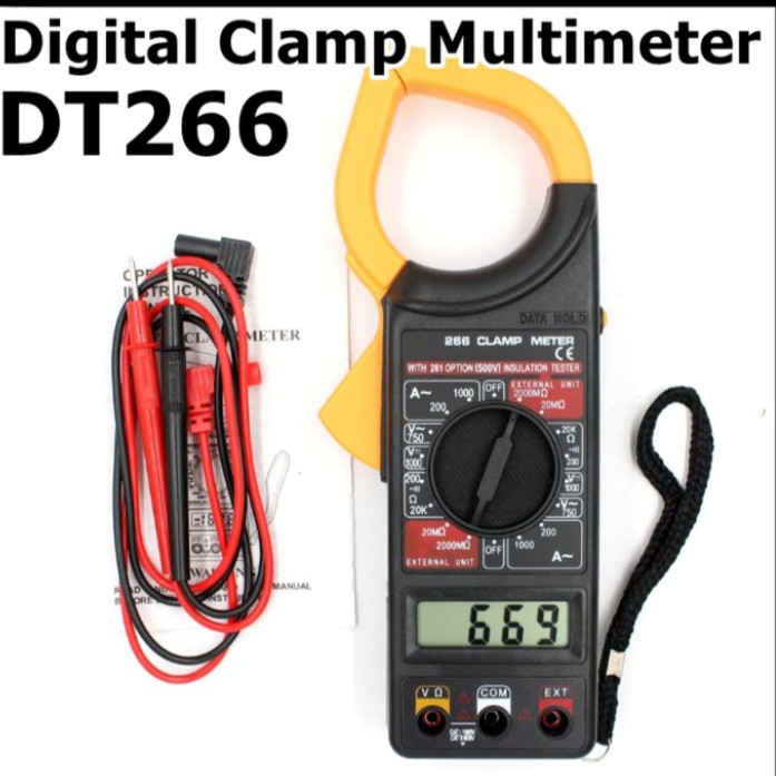 Alat Tester Multimeter DT266 Tang Ampere Kabel Tester Ukur Arus Tegangan Listrik AC DC