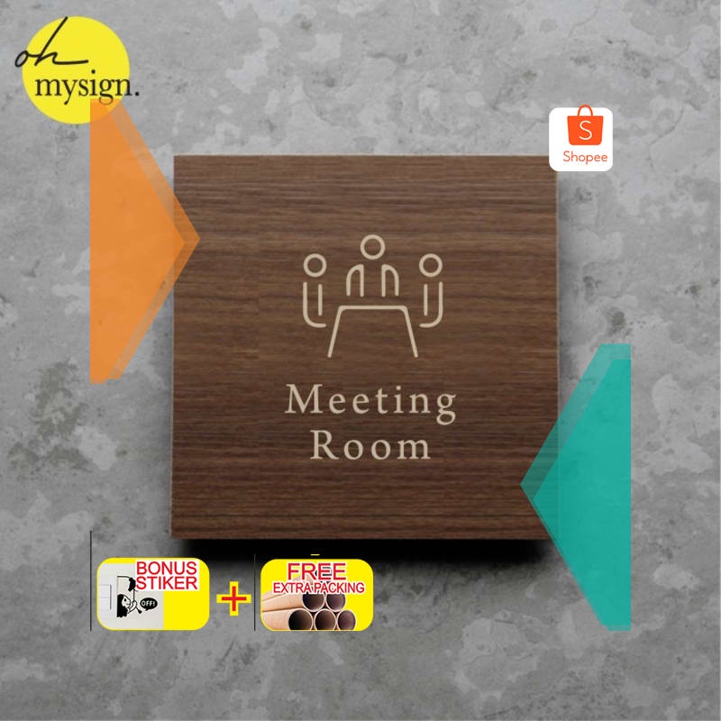 

Grosir Meeting Room Sign Board Kayu Print Signage Label Nama Ruang Elegan