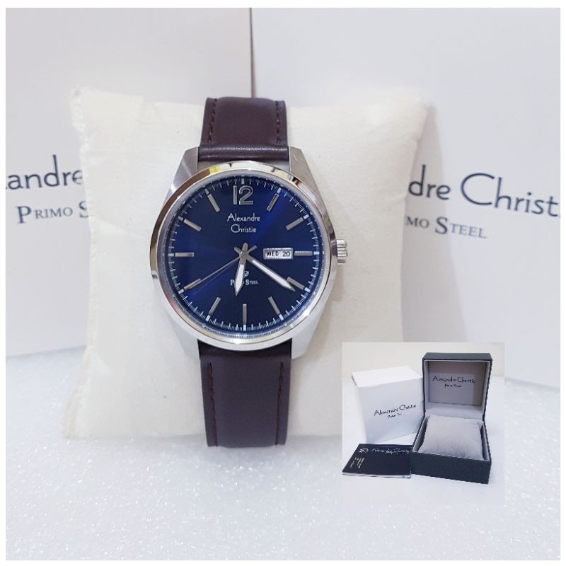 ALEXANDRE CHRISTIE PRIA AC 1012 SILVER BLUE JAM TANGAN ALEXANDRE CHRISTIE ORIGINAL