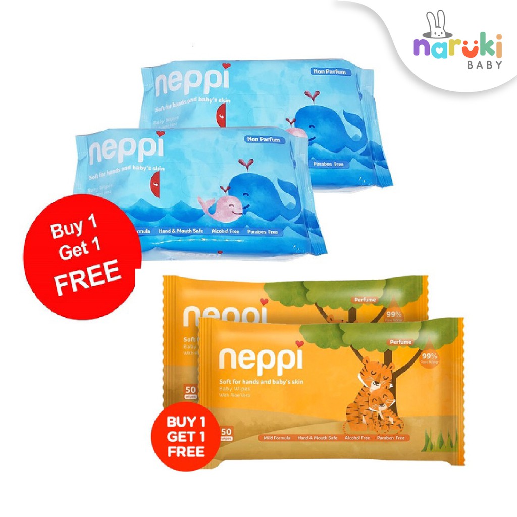 Tisu Basah Neppi Baby Wipes 50's Buy 1 Get 1