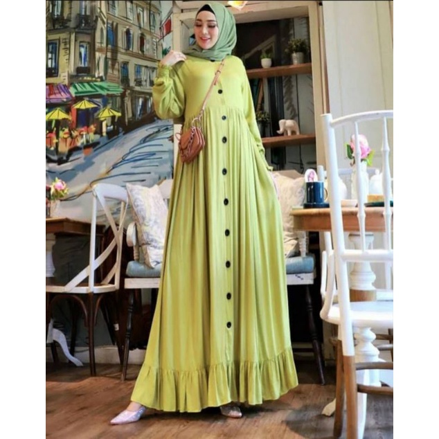 dress wanita muslim jumbo polos lemonskin premium terbaru alesa maxy