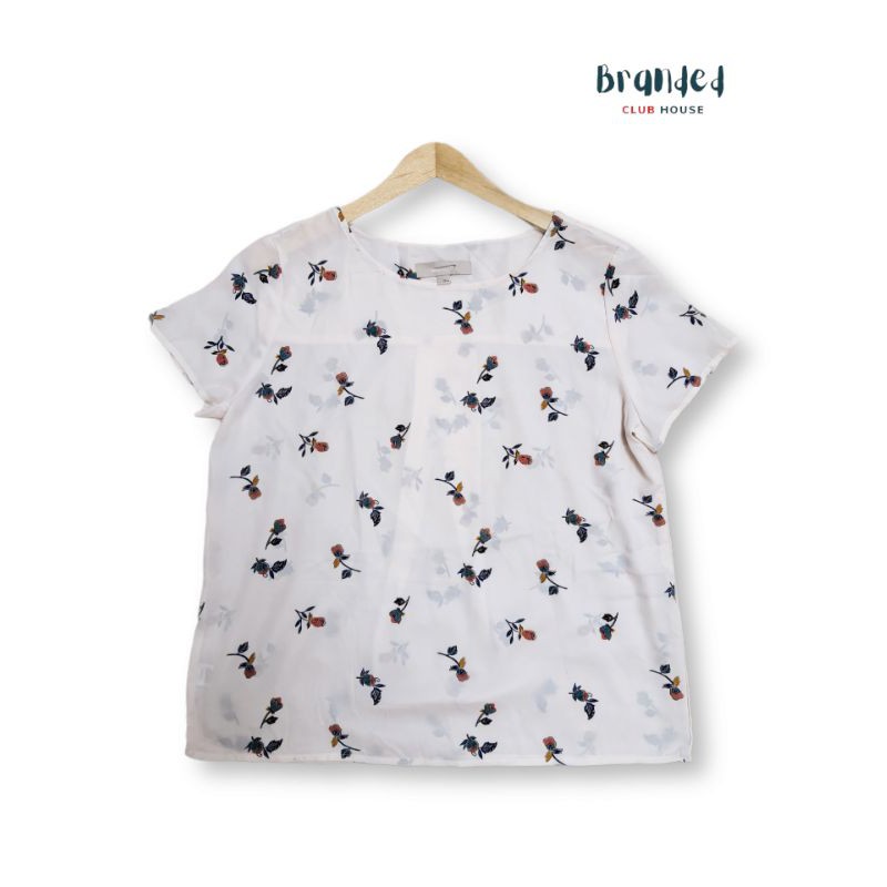 Blouse LOFT Motif Bunga Floral White