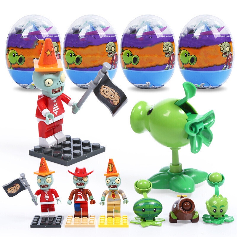 Mainan Puzzle Balok Bangunan Model Plants vs Zombies Bahan ABS Untuk Hadiah Anak