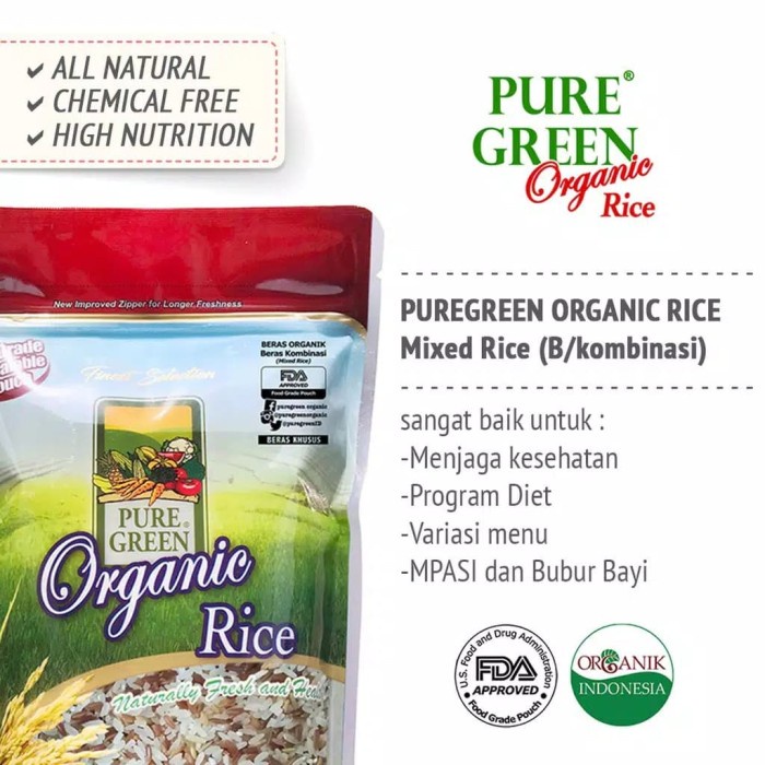 

978Eq1W Puregreen Organic Rice Beras Organik Kombinasi (Mixed Rice) 4,5 Kg WQ012