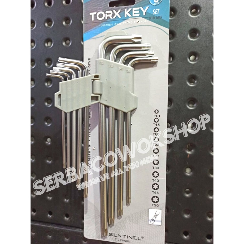 Sentinel Kunci L Bintang Lubang Torx Key Set Chrome 9 Pcs Extra Long Termurah Berkualitas