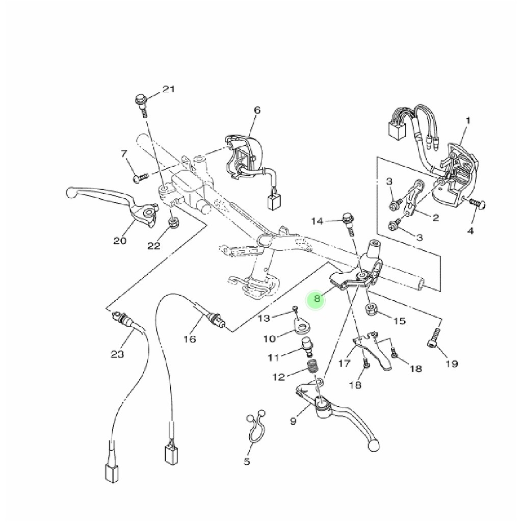 HOLDER LEVER DUDUKAN HANDLE REM BELAKANG SPION KIRI MIO M3 S Z SOUL GT FINO GEAR 125 FREEGO FREE GO FAZZIO ORIGINAL YGP 1LB-H2911-20