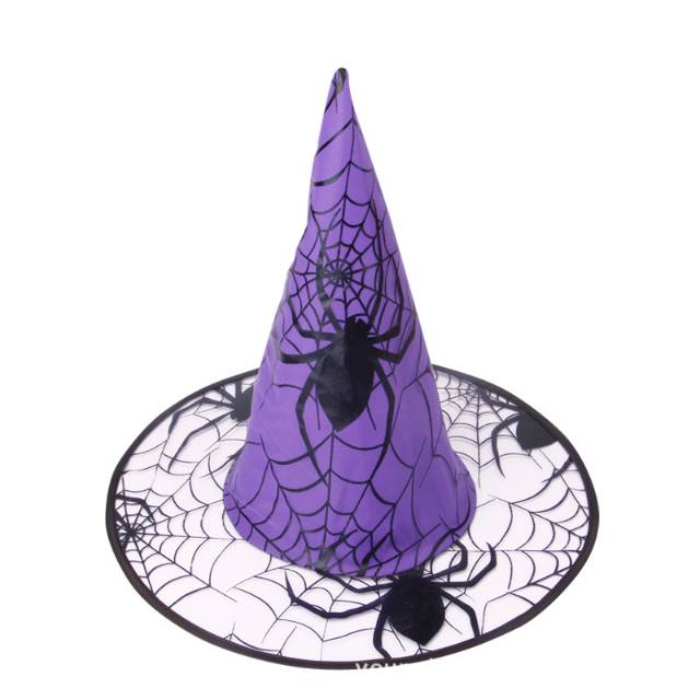 Topi Penyihir Murah Motif Laba Laba Cosplay Kostum Halloween Pesta