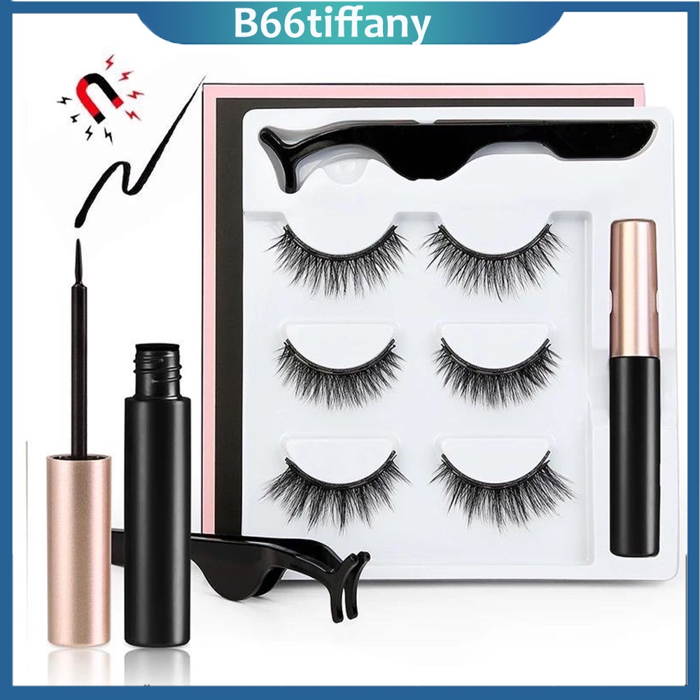 [Hot Sale] Bulu Mata Magnet 3 Pasang Set Bulu Mata Palsu Magnetik Magnet 3D Premium Silk Eyelash Magnetic Eyeliner Bulu Mata Palsu Magnetik