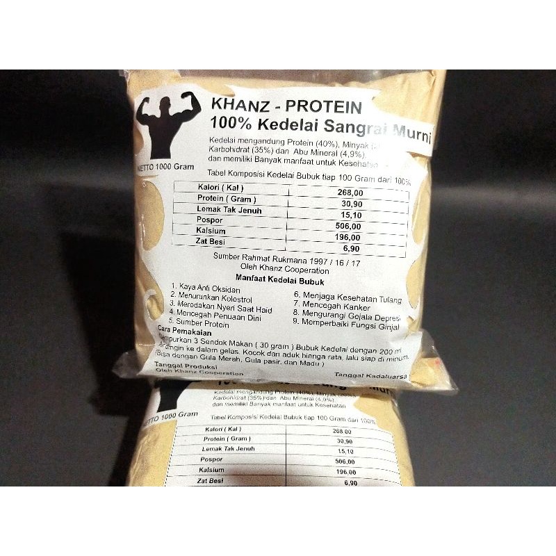 WHEY PROTEIN KHANZ PROTEIN BUBUK SUSU KEDELAI MURNI 100%(1000GRAM)