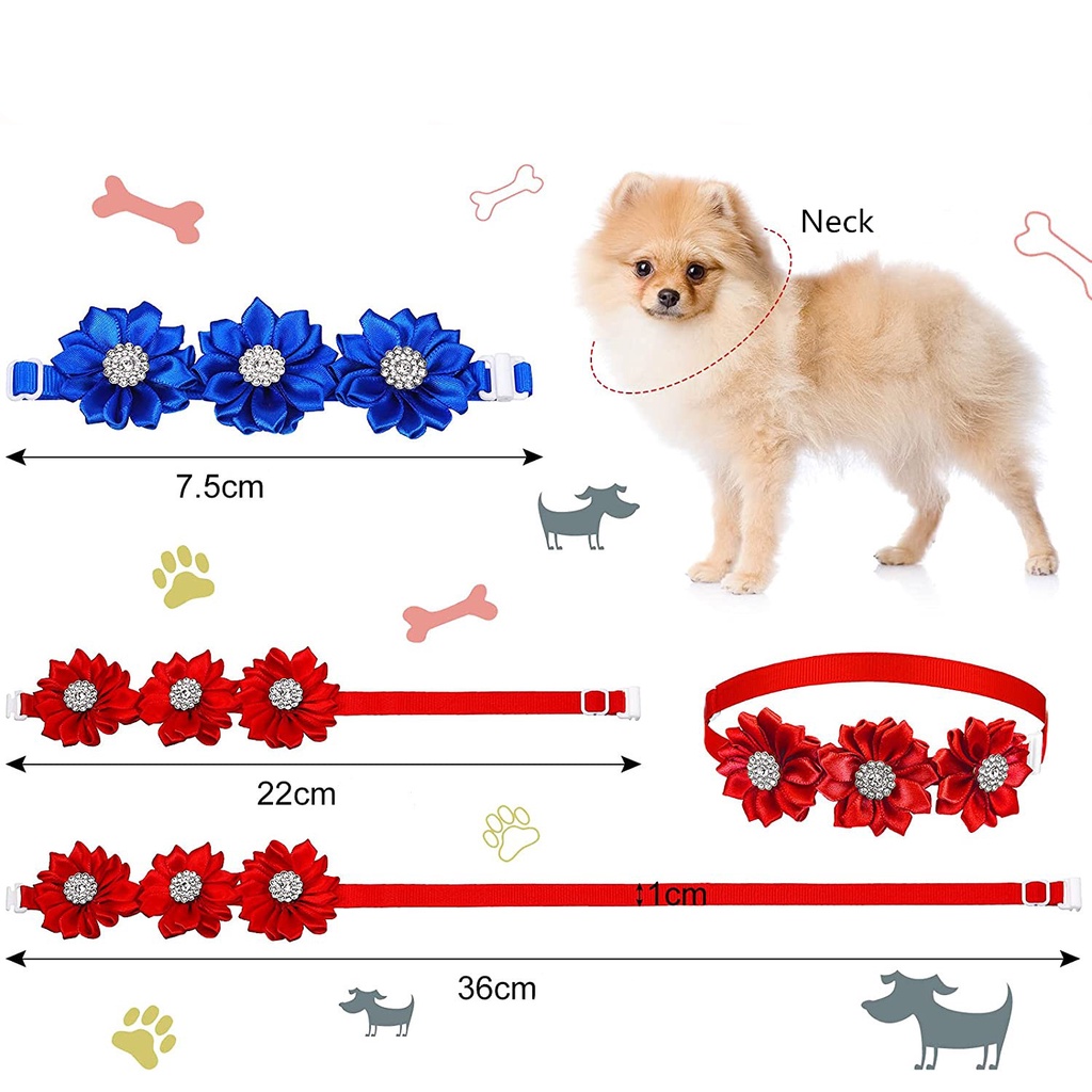 Pet Flower Collar Flower Diamond Cat and Dog Adjustable Lace Necklace Decorative Angle Flower Diamond Necklace