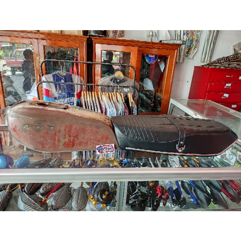 tangki gl100 bahan drum + jok gl100 antigembos karbon