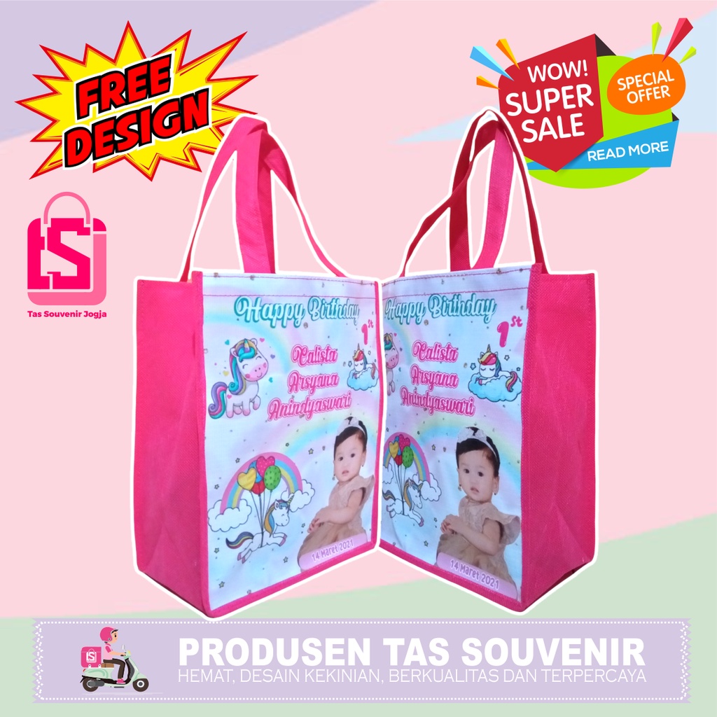 

Goodiebag Ulangtahun size S / Tas Ultah potrait / Tas souvenir jogja