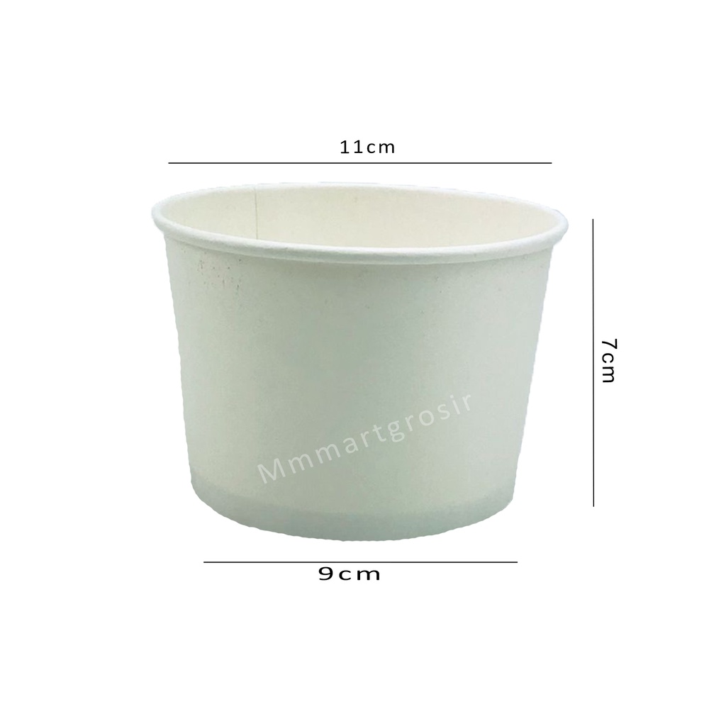 Paper Bowls / Mangkuk kertas + tutup / putih Polos 500ml/ Isi 50 pcs