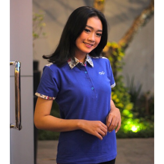 Loyal Kaos Polo Batik Biru Modern Wanita M L XL XXL