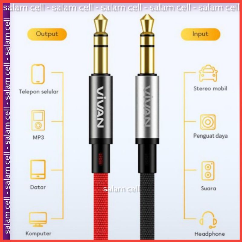 Kabel Audio AUX 3.5mm 100cm VIVAN AUX01 Garansi Resmi 1 Tahun