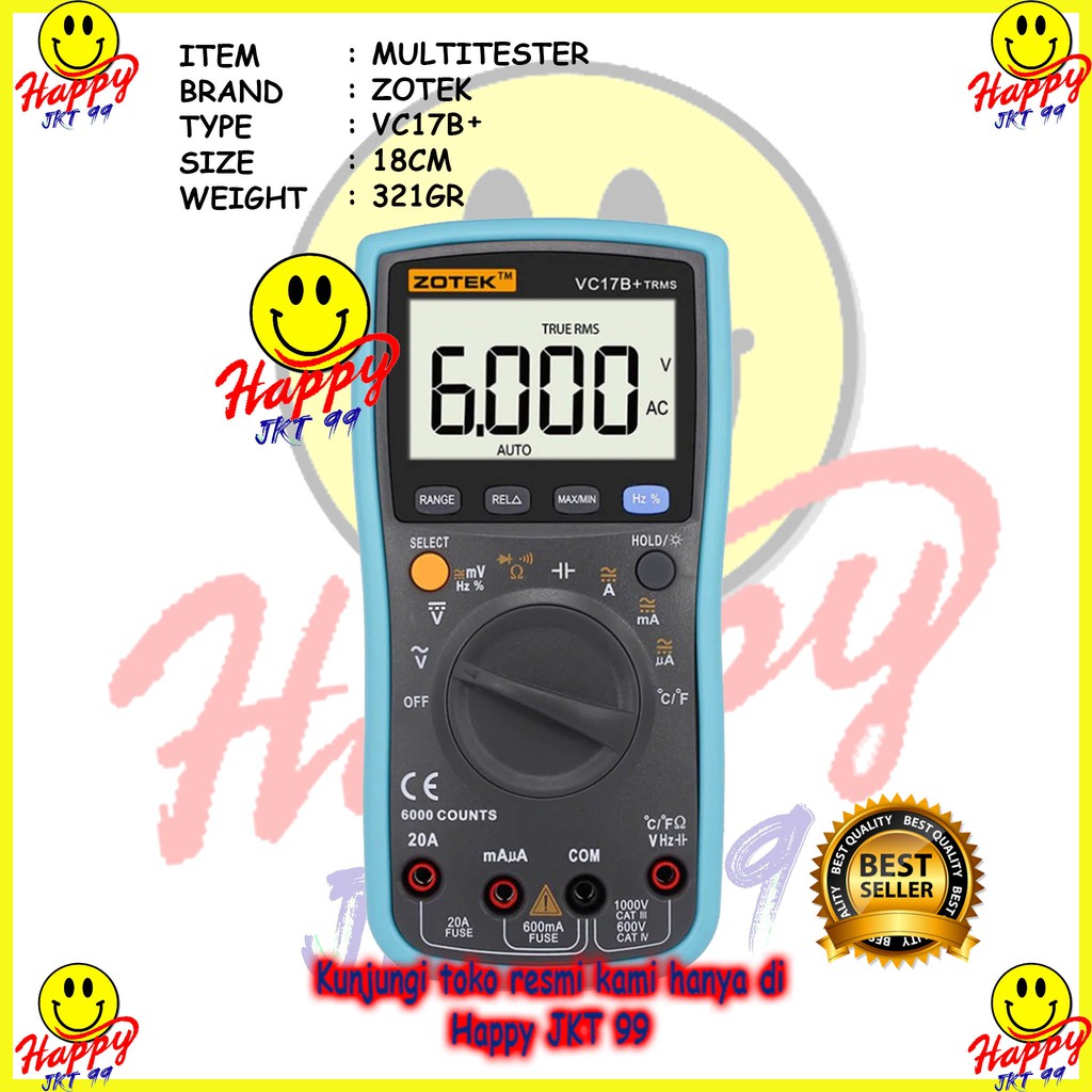 [ HAPPY JKT 99 ] AVOMETER DIGITAL ZOTEK VC17B+ MULTITESTER DIGITAL ZOTEK VC 17B+