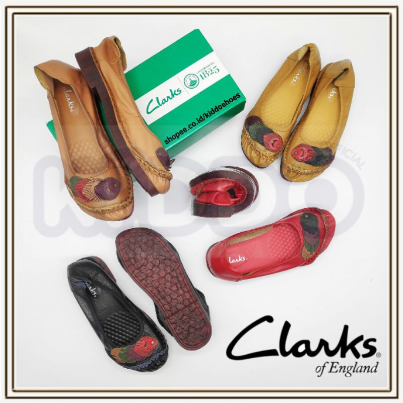 CLARKS Feather 2087 Sepatu Flat Wanita Kulit Sapi Original