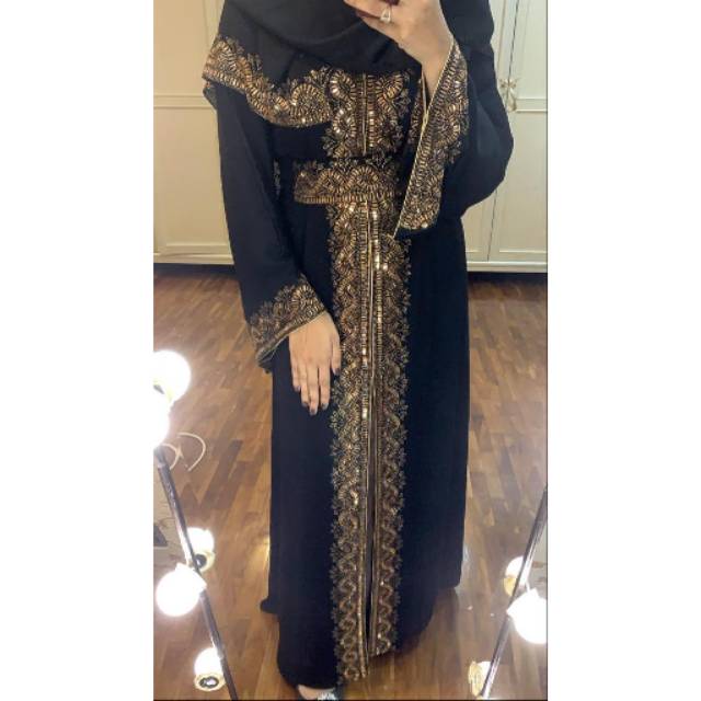 Jalabiya Mewah Import Dubai Hitam