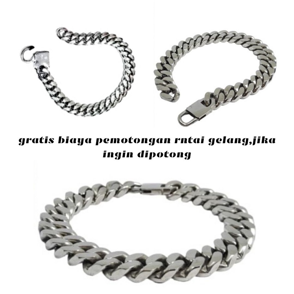 GELANG RANTAI BAJA PUTIH PRIA TERLARIS,BAHAN BAJAPUTIH/MONEL,DIJAMIN ANTI KARAT,GELANG RANTAI PRIA