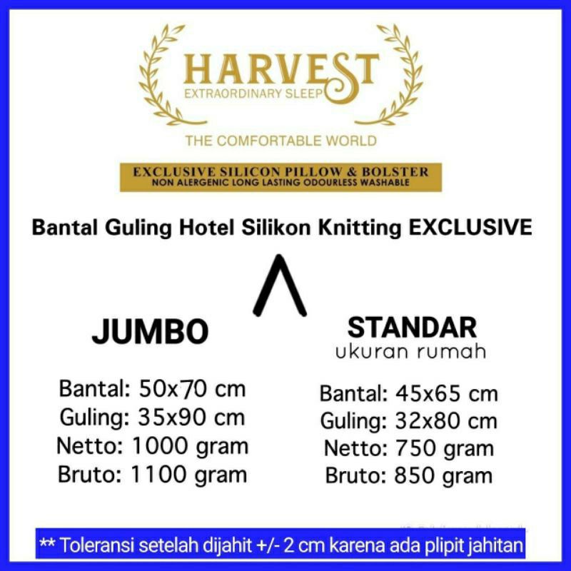 [1PCS JUMBO] BANTAL/ GULING HARVEST ORIGINAL PUTIH/ GOLDEN BLACK HITAM SIZE JUMBO 1.100 GRAM/ MEDIUM 850 GRAM